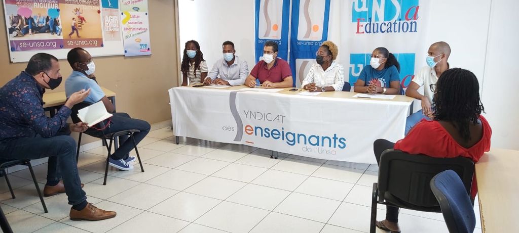 Seunsa973's tweet photo. Retour en images sur notre conférence de presse qui s'est tenue le 31/08/2021. Il était question d'affectation, gestion de la ressource humaine et personnels en grande difficulté du fait de manque d'information de l'administration.
#Seunsa973
#rentreescolaire2021 https://t.co/oVyRBe2rMh