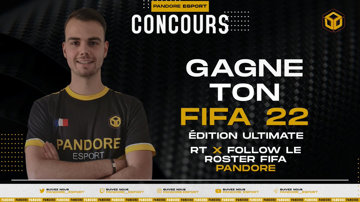 Maintenant que les recrutements sont officiellement bouclés, il est temps de fêter ça !

Si tu veux tenter de remporter FIFA 22 (édition ultimate PS) il faut :

➡️ RT ce tweet
➡️ Follow <a href="/EspadaMehdi/">Azpock</a> / <a href="/ilanarfi_/">ilanarfi</a> / <a href="/RedlabelXFIFA/">Redlabel_isback</a> / <a href="/NadaFIFA_/">Nada</a> &amp; <a href="/Warrow13/">Pandore Warrow</a> !

🗓️ TAS le 19/09

GL ☘️