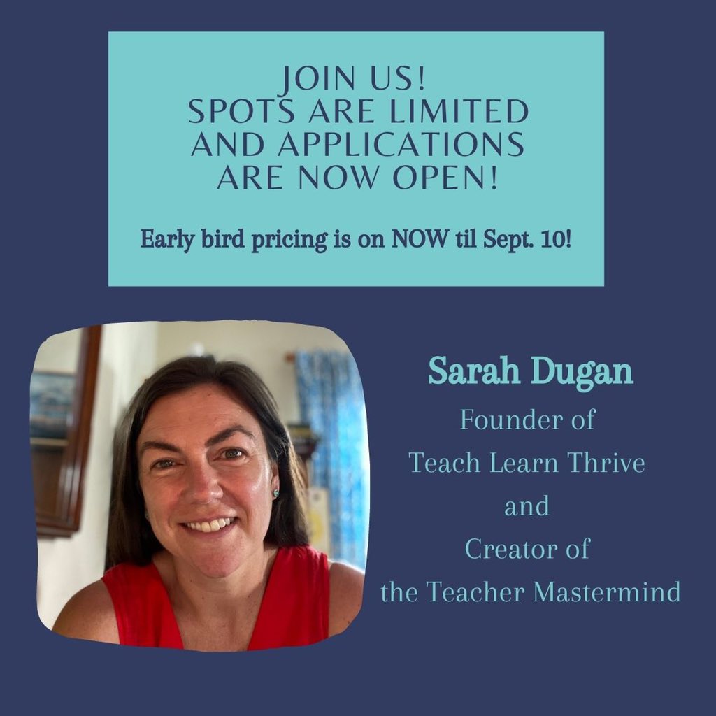 Excited to share that the fall ‘21 Teacher Mastermind cohort is now accepting applications! If the comments in these images resonate, we’d love to have you join us! Apply now for early bird prices: teach-learn-thrive.com/mastermind-fal… #teacherwellbeing #teacherburnout #teachertwitter