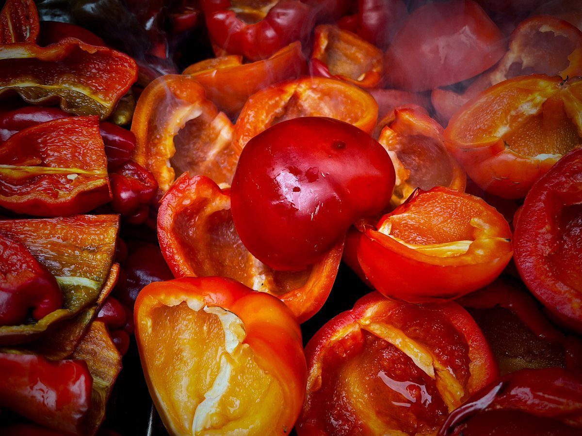 chilipowders's tweet photo. Smoking Alma Paprika and Melrose peppers for powder. https://t.co/DZCFdqpkRw