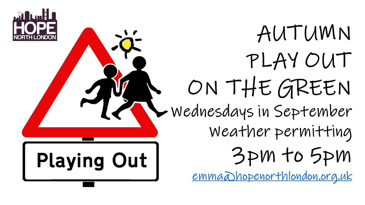 HopeNorthLondon's tweet photo. ๐AUTUMN PLAY OUT ON THE GREEN๐
on Strawberry Vale Wednesdays in September 3 - 5
weather permitting - with drinks & snacks
for more info contact emma@hopenorthlondon.org.uk
#StrawberryVale #estatecommunity #bethechange #N2 #fun #free https://t.co/sovjCNm3kn