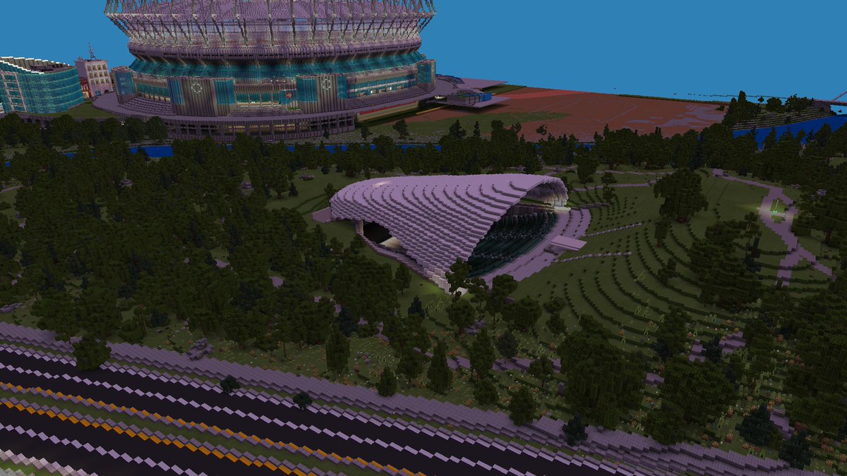 Redid some of the terrain on my world and decided to work on the city park and made this little gem in one night.