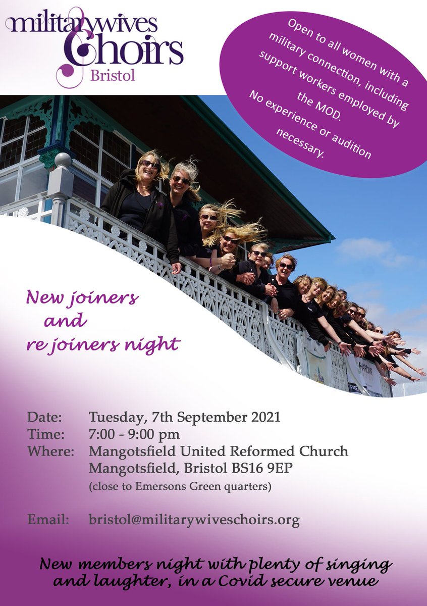 If you are interested in joining us then send us an email to bristol@militarywiveschoirs.org   We can't wait to meet you.