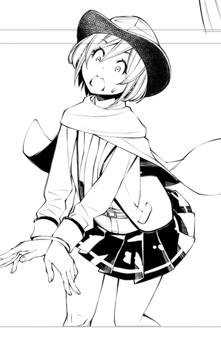今日のお絵描きはおしまい。
ペン入れしてました。

絵柄についてちょっと悩んでまして…。
ベタ重視だったあの頃の感じに少しずつ戻ってみようかなと思っています。 