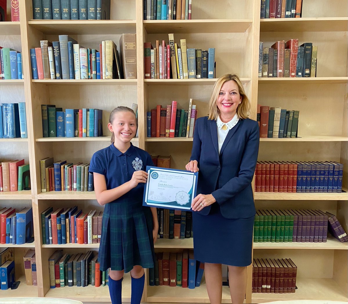 MarieTPRoyce's tweet photo. @AngelusNews @PomonaCatholic 
Congratulations Camila for being awarded a three-year scholarship at Pomona Catholic Middle School. Cheers  to Sr. Julianna Vagnozzi and Principal Rebecca Arteaga for your leadership. Camila's parents &amp; my parents are committed to Catholic education. https://t.co/lHnkI7zQck