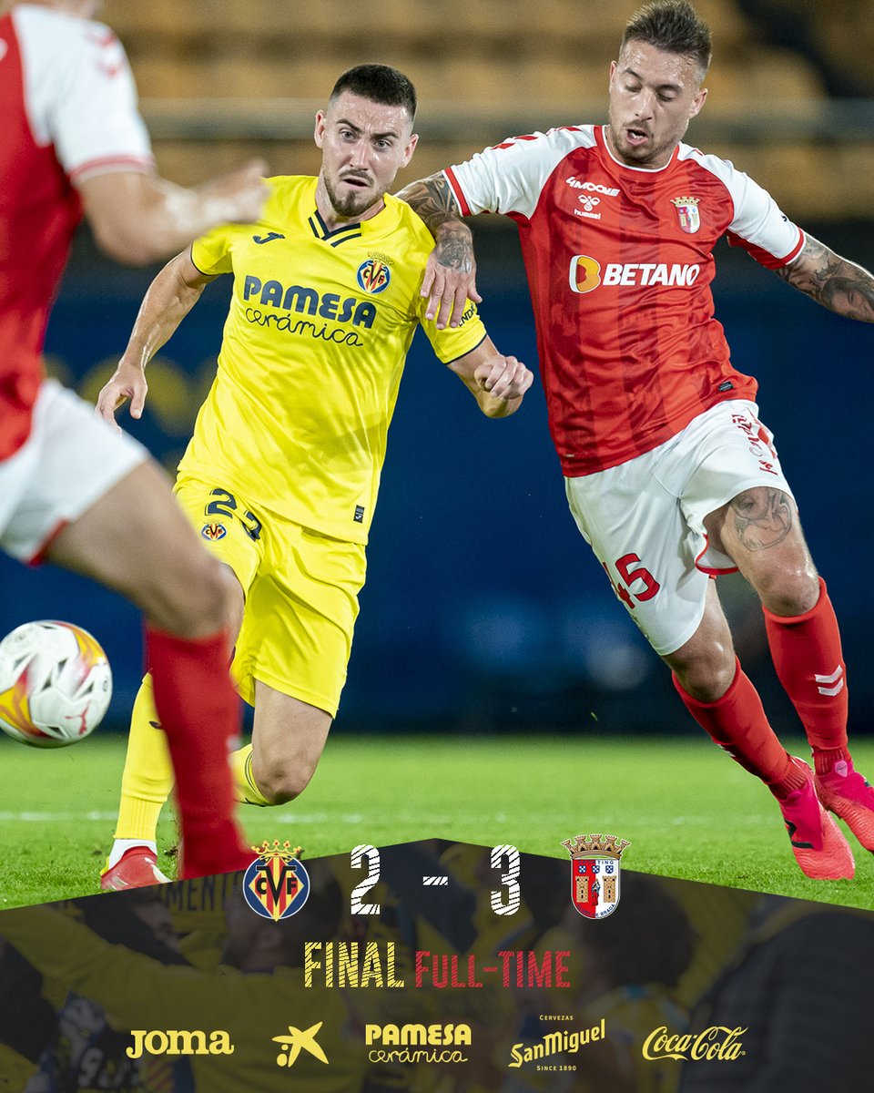 VillarrealCF's tweet photo. #CVFLive 90'+3' 🚨 2-3 | Final en La Cerámica. 

Aunque el Villarreal fue de menos a más y remontó dos goles (Moi Gómez y Dani Raba), una contra del conjunto portugués le permite llevarse el triunfo del feudo amarillo en el choque amistoso. https://t.co/vN8ta52iOV