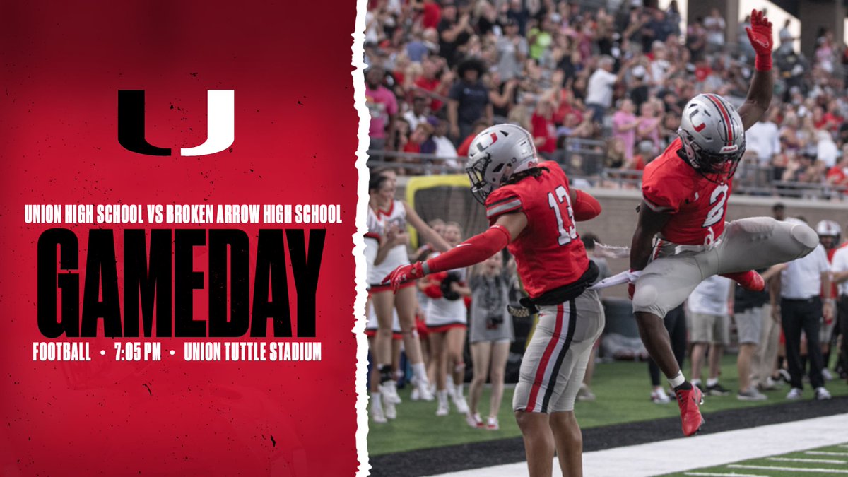 Union_Athletics's tweet photo. FOOTBALL | Today is big day! @UnionFootball squares off against Broken Arrow! Let’s exceed the energy we brought last week and bring home another W!🙌🏈
Kickoff is set for 7:05pm.
#UvsBA | #PlayUp https://t.co/TVk0buglmP