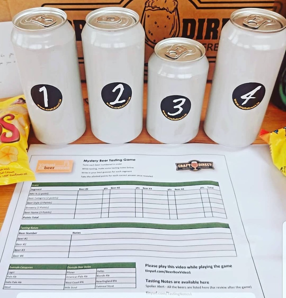 HoppyDaysBeer's tweet photo. Check out the amazing Mystery Beer Tasting Game from @virtualexbeeriences and @craftdirect.ie. Play on your own or with friends in your own time. Great craic to be had. Link in bio to get one for yourself 
#blindbeertasting #beertasting #mysterybeer #virtualbeer #beerevent #… https://t.co/sDyU3XLi2U