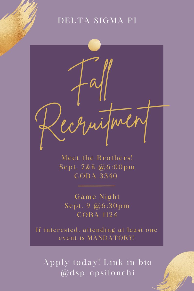dsp_epsilonchi's tweet image. Apply today! Fall recruitment is about to begin! Come and meet the brothers on 9/7 &amp;amp; 9/8, followed by a game night on 9/9!