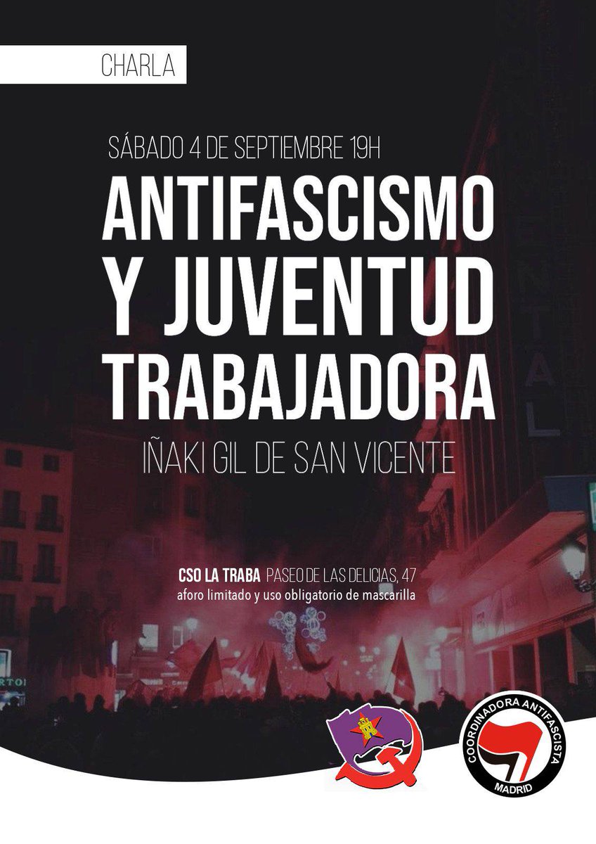 [IMPORTANTE] Cambio de lugar de la charla de mañana sobre las condiciones de vida, trabajo y organización política de la juventud trabajadora y un reconocimiento de su papel en la lucha contra el fascismo dadas las condiciones que nos plantea la actualidad

En <a href="/csolatraba/">La Traba</a>