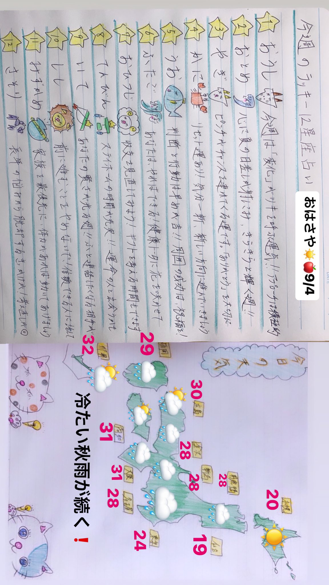 友野涼 ღ ற O おはさや 天気予報 冷たい秋雨続く 動物と幸せを呼ぶ言葉 ラッキー星座 今日は何の日 くしの日 中丸雄一誕生祭 ディズニーシー周年 ジムアボット 上野動物園 ランラン スタルヒン