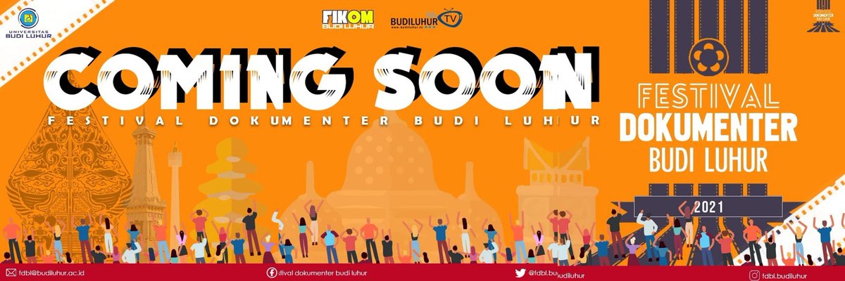 [COMING SOON FDBL 2021] 

Halo Filmmaker  Dokumenter! 🙌
Festival Dokumenter Budi Luhur akan hadir kembali lho!
Jadi udah siapkah karya kalian untuk mengikuti FDBL tahun ini? 

Ikutin terus sosial media kita untuk info lebih lanjut mengenai FDBL 2021.
