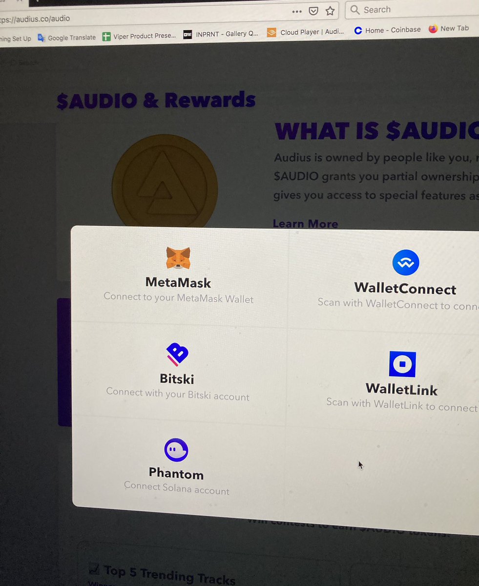 bendavisart's tweet photo. @daavaas @AudiusProject @BrysonPrice @phantom When i open up connect wallet through https://t.co/o6tXDcyQQY in the browser that i have my phantom wallet connected to it shows up in my options https://t.co/y1C4byBJPM