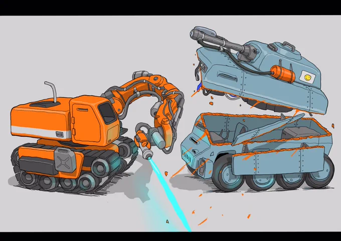 #メカ #イラスト #illustration 
超高熱ビーム切断機搭載車 