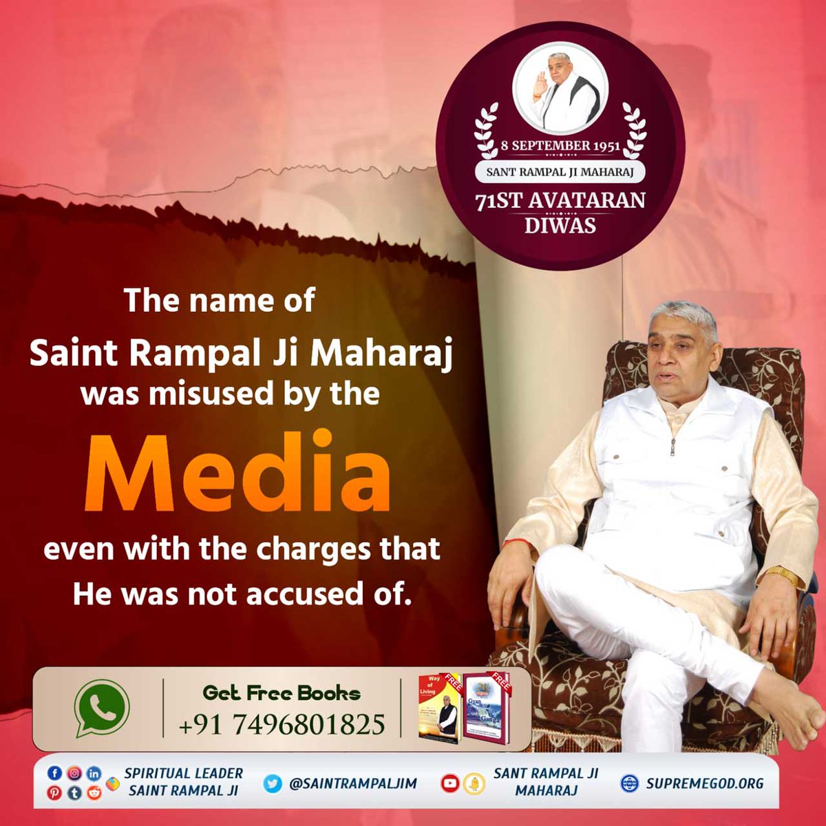 #সত্যের_জন্য_সংঘর্ষ
The greatest truth had to suffer greatest struggle. Saint Rampal Ji Maharaj is also doing greatest struggle for the truth he is saying about our holy scriptures.
For more details visit Satlok Ashram YouTube Channel.
4 Days to go for Avataran Diwas.
