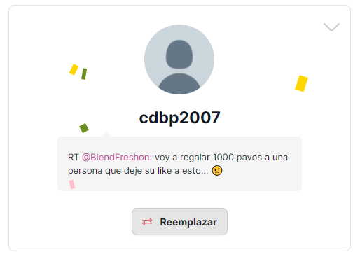 BlendFreshon's tweet photo. GANADOR DE 1000 PAVOS: @cdbp2007 ✨

Like y damos el ganador de 2000 PAVOS ❤️ https://t.co/wtiFslHaQ5