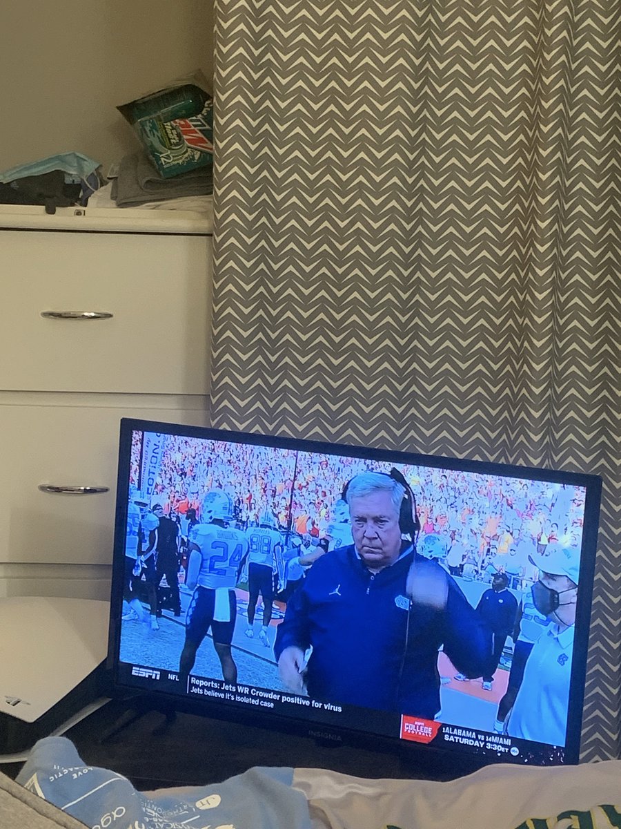 dthsports's tweet image. This is @noahmnroe and @LucasThomae reporting on the North Carolina-Virginia Tech football game live from Noah&apos;s dorm room