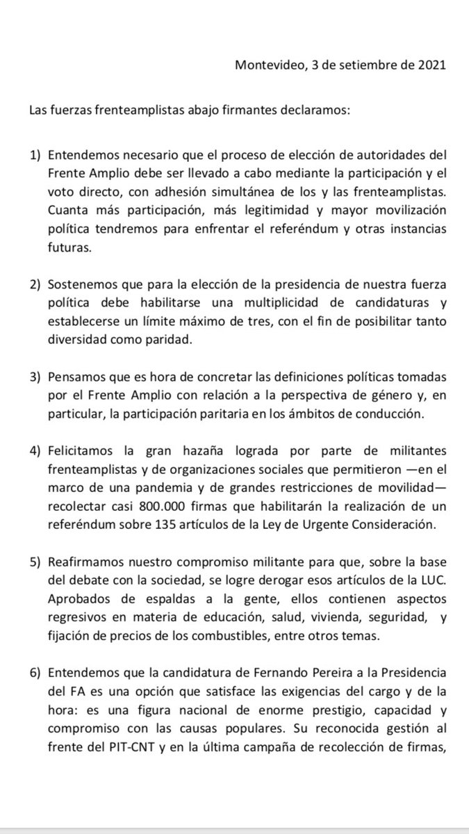 PDC808UY's tweet image. Las fuerzas frenteamplistas @AsambleaUruguay @FRenovadorauy @PlataformaUy @M_humanista_uy, #ClavelesRojos #PDC y @MujerMira1 entendemos que: