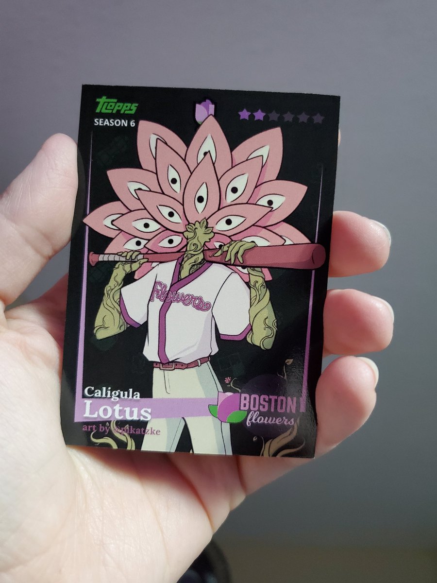 My Tlopps 2e cards came in the mail! I don't think I'll ever stop freaking out about having my art on a physical thing. 
If you haven't already, buy a pack of tlopps cards from <a href="/BlaseballCares/">Blaseball Cared</a>, they're all amazing.