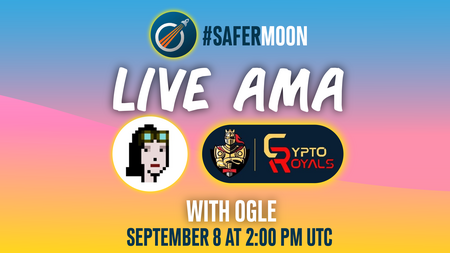 Get ready for one awesome AMA!

On September 8 at 10 AM EST, <a href="/cryptogle/">ogle</a> is doing a live AMA with <a href="/CryptoRoyals/">Crypto Royals</a>!

It's going to be legendary so catch it live at t.me/cryptoroyalsch…

Tell them you're part of the #SAFERsquad!