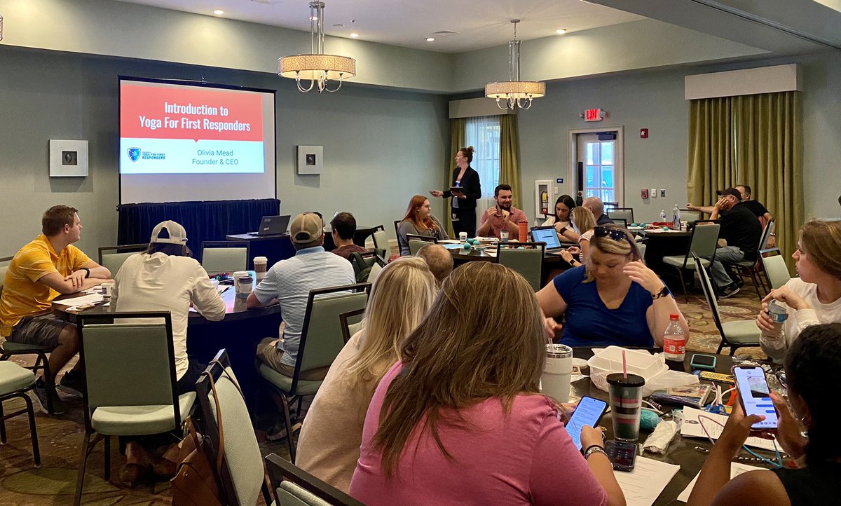 GAICACTF's tweet photo. Thoroughly enjoyed learning unique techniques and drills from Yoga for First Responders @yoga4firstresp Founder and CEO Olivia Mead at our wellness focused #GAICACTF quarterly meeting! There were over 100 attendees representing 50 local, state and federal LE agencies. https://t.co/m140NzKmYB