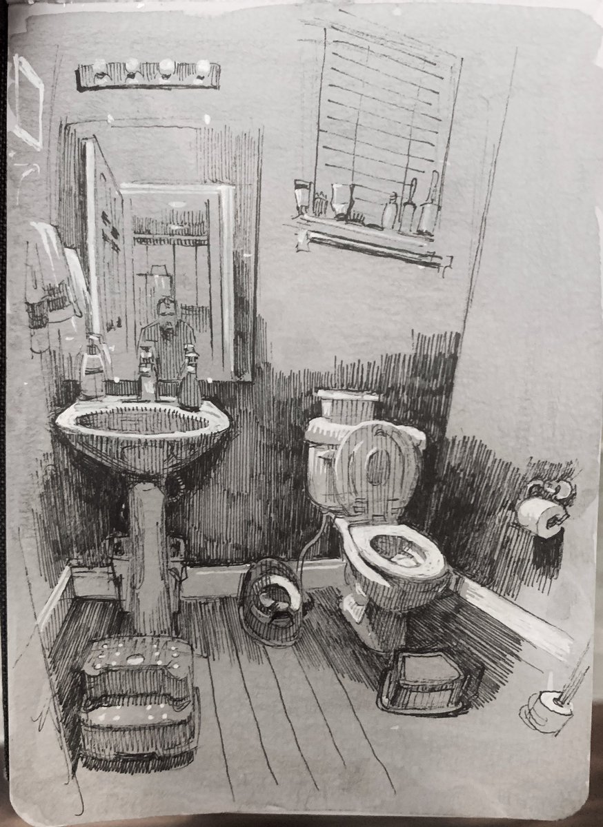 Self-portrait in the downstairs bathroom.