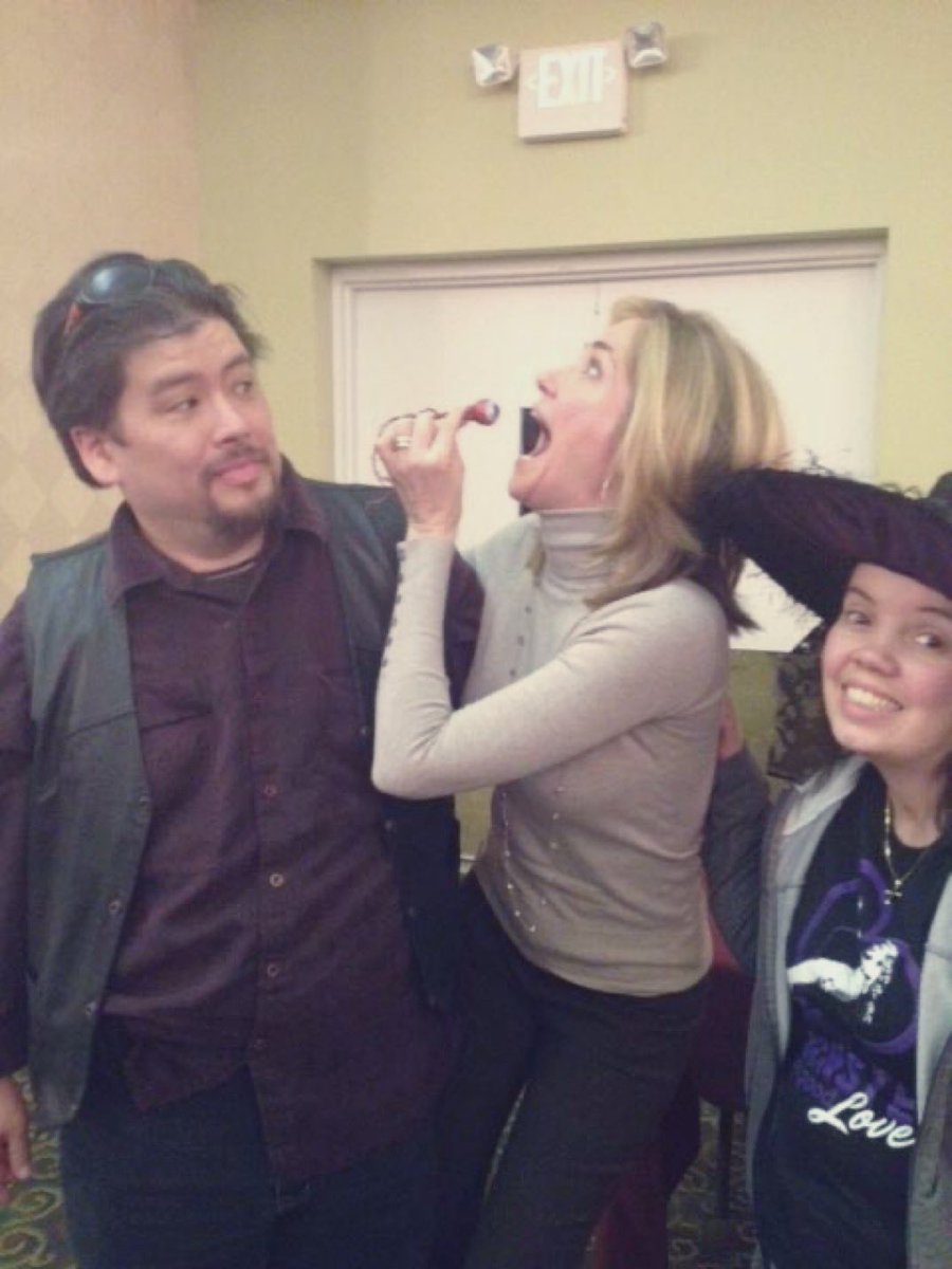 Krazy4Kassie's tweet photo. In honor of @FullEmpire @njhorrorcon today, tomorrow, and Sunday in Atlantic City, found this 2012 Twitter pic from @KassieDePaiva herself re-enacting the flying eyeball.  That’s dedication to the craft.  In the area, go support KDP #FlashbackFriday #BobbyJo #EvilDead2 #HorrorCon https://t.co/H7KZegAvFr