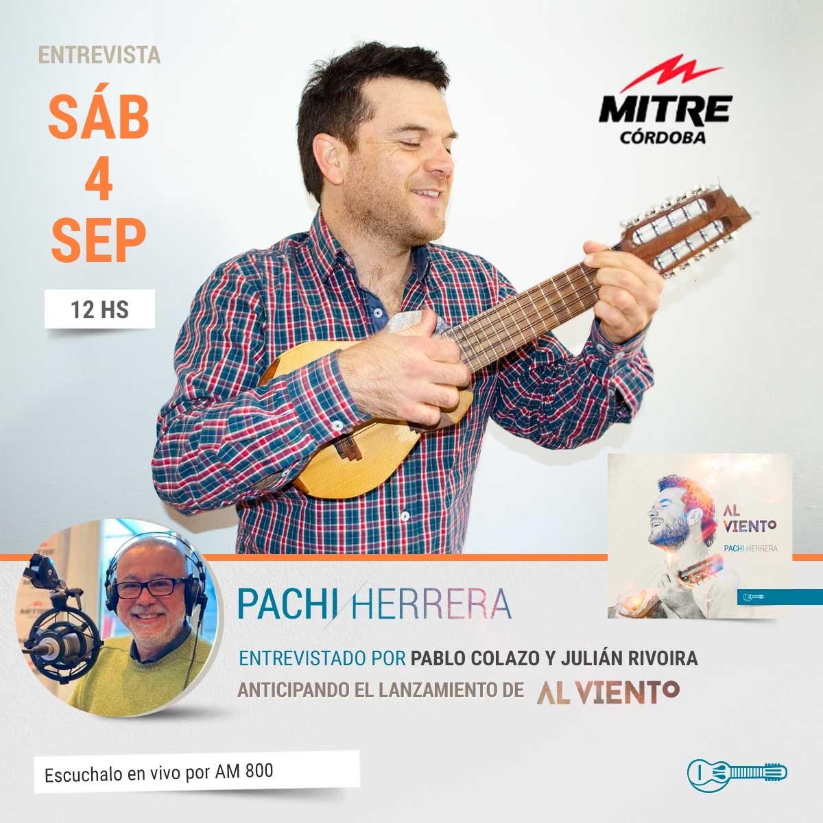 Hoy a las 12 estaré en <a href="/radiomitrecba/">Radio Mitre Córdoba</a> #MitreClub con Pablo Colazo, Julián Rivoira anticipando la presentación de esta noche en la <a href="/ciudadelasartes/">Ciudad de las Artes</a> !!!
Escúchalo en vivo en radiomitre.cienradios.com/mitre-cordoba/