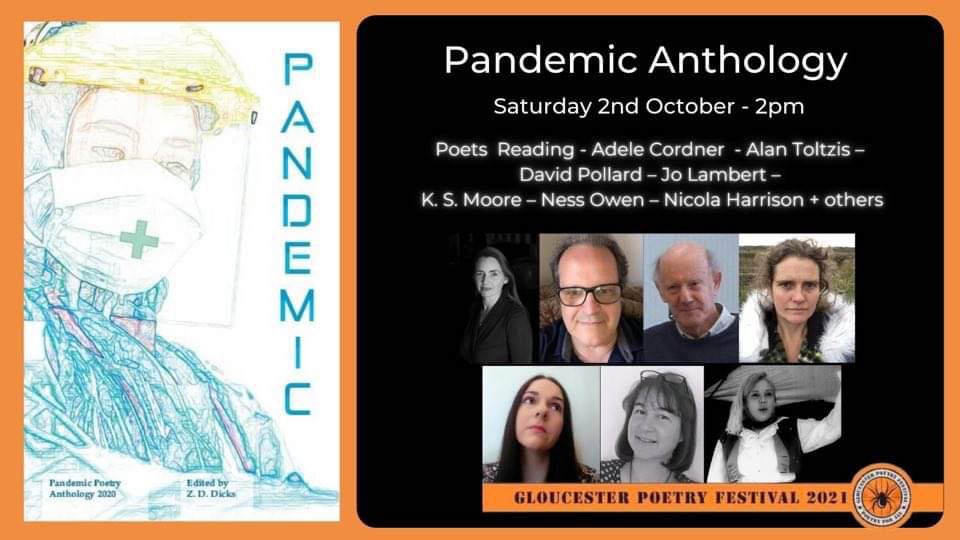 Join the poets that came together for:

The Pandemic Anthology

– 2nd October at 14:00

(Ticketed free event)

To book your tickets go to:

gloucesterpoetryfestival.uk/category/event…

#GloPoeFest

#Poetry

#WritingCommunity