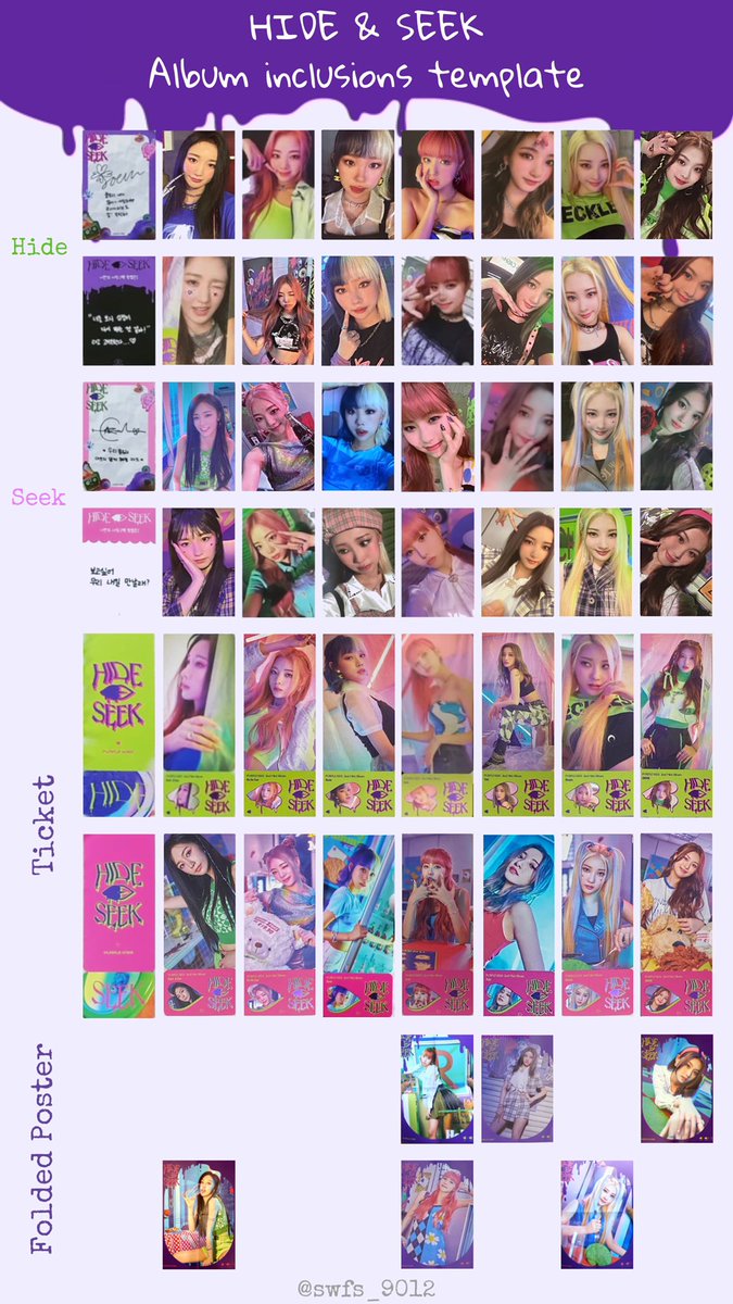 PURPLE KISS Hide&Seek album inclusions template 퍼플키스 포카 앨범