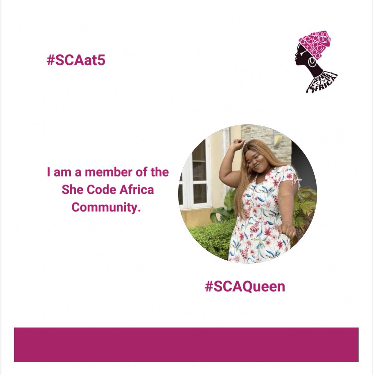 Seunn_b's tweet photo. Proudly an SCA Queen @SheCodeAfrica
#SCAat5 #SCAQueen #techtwitter https://t.co/fxRbav8zpQ