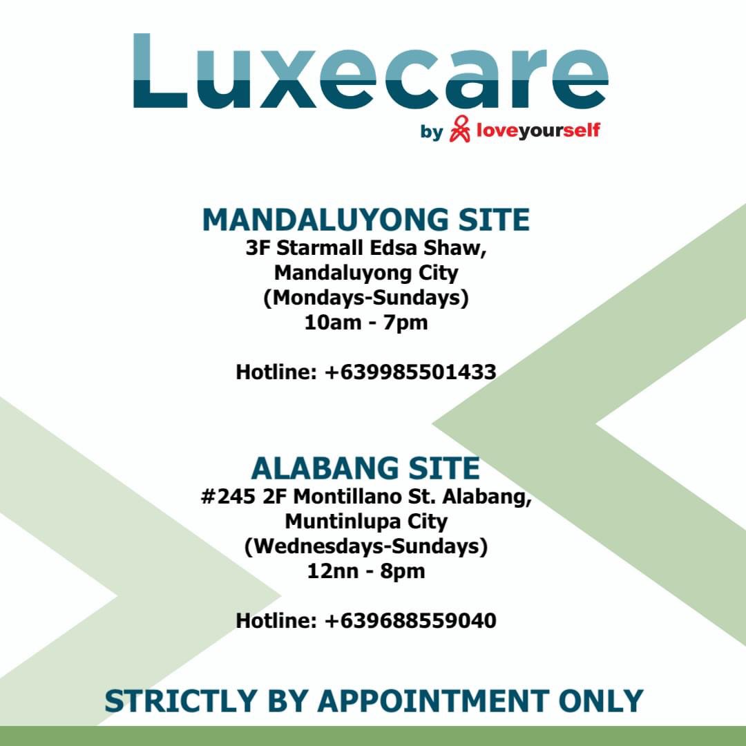 We are offering the following services:

Post-Exposure Prophylaxis (PEP)
Pre-Exposure Prophylaxis (PrEP)
Hiv and STI Testing &amp; Treatment
Interested PLHIV Clients for Transfer of Care.

Message us today, and we are happy to assist you.

Or book at:
bit.ly/LuxeCareBooking