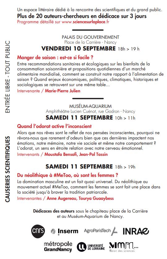 INRAE_Nancy's tweet photo. Les auteurs scientifiques reviennent pour la 43ème édition du @Livresurlaplace sur le stand #Sciencesurlaplace. Ils seront en dédicaces jusqu'à demain sous le chapiteau ou au @Museumaquarium, et en causerie ce soir à 18h au @Museumaquarium!👉Programme sur https://t.co/mV9Breurmb https://t.co/Tk4aDoc68M