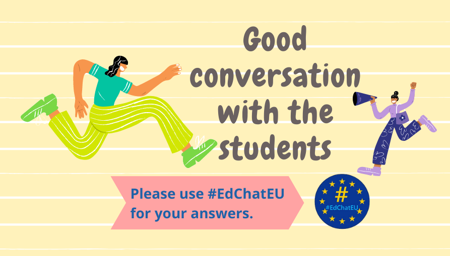 joawaszka's tweet photo. #EdChatEU STARTS NOW!

Topic: Good conversation with the students

#WarmUP Write a few words about yourself. Where are you from? 

Moderator 
@joawaszka

Feel free to answer in English or on your own language.

#QEdChatEU
#school_debate
#culture_of_conversation https://t.co/Q5EFDoUimP