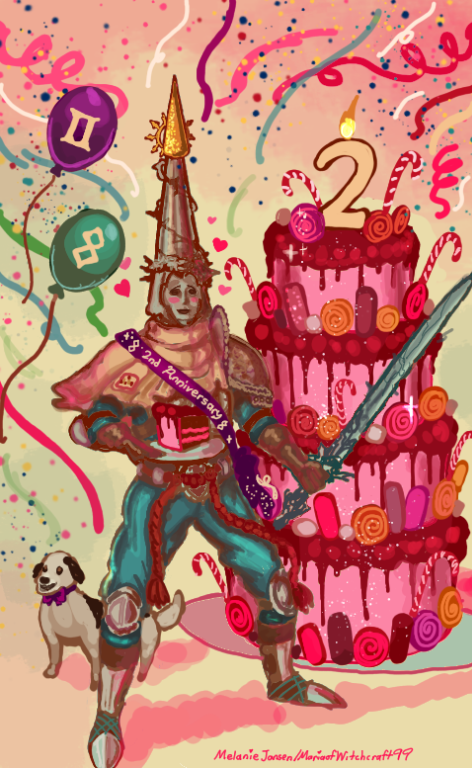 MagentaMelanie's tweet photo. It's so incredible thinking about the fact that it's already been 2 years!! I get sentimental just thinking back to the kickstarter trailer! With that said, Happy 2 Years of Penance! Pen deserves his cake! 🎂🥳🎉🎈
#Blasphemousgame #Blasphemous #TwoYearsofPenance https://t.co/RlLP0PANl7