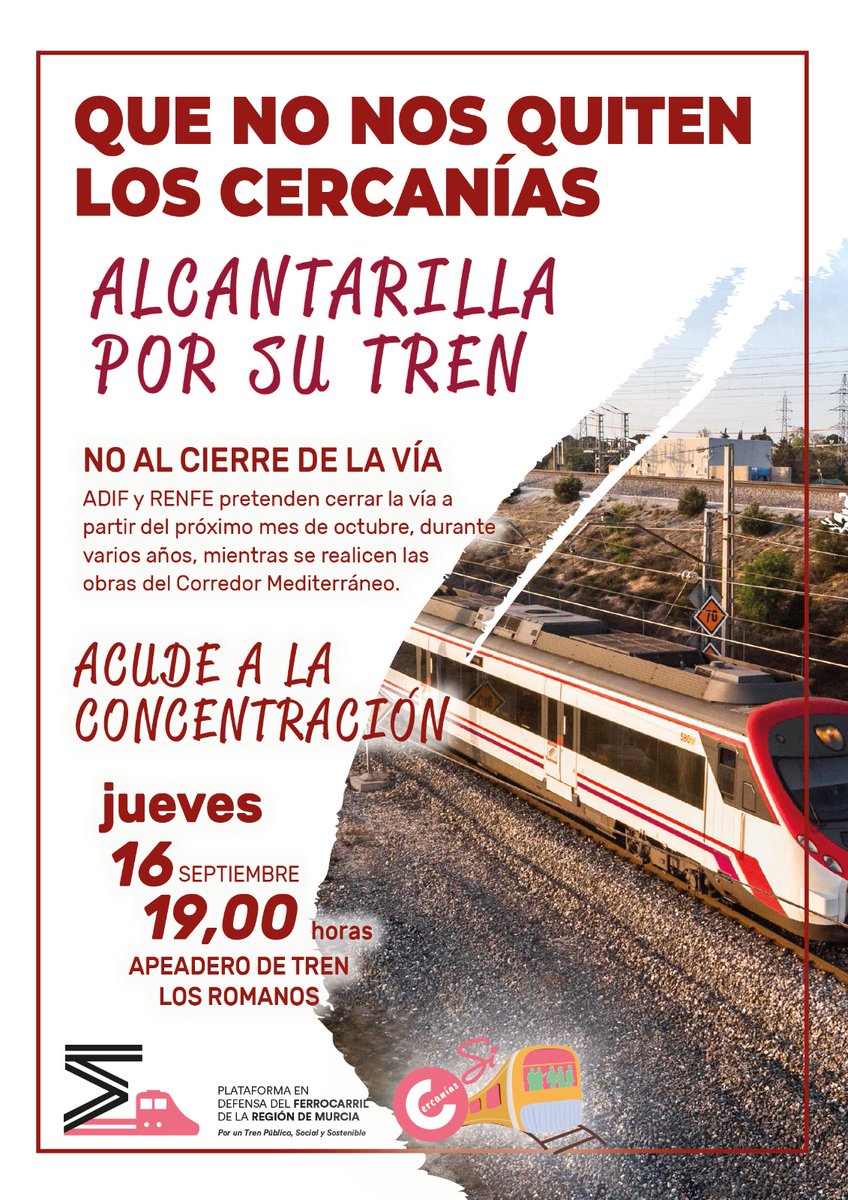 Ya lo dijimos en su día: ¡Más cercanías y menos AVErías! Defendamos los servicios básicos que nuestro pueblo necesita: ¡NO HAY EXCUSAS!
#MasCercaníasMenosAVErías
#Cercanías
