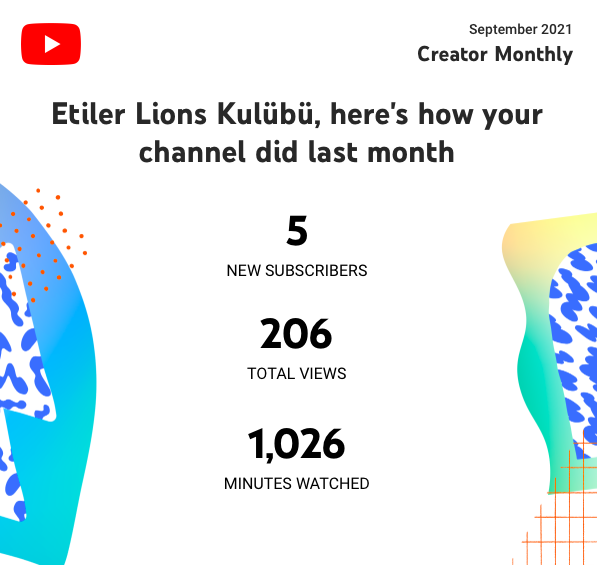 <a href="/EtilerLions/">Etiler Lions</a> Kulübü olarak dijital dünyada Türk Lions’una ilham vermenin kıvancı ile ELC TV projemizin Youtube güncel performans verilerinin özetini paylaşıyorum. Youtube kanalımızı desteklemek için youtube.com/channel/UCQNbb… linkine tıklayarak abone olmanız gücümüze güç katacaktır.