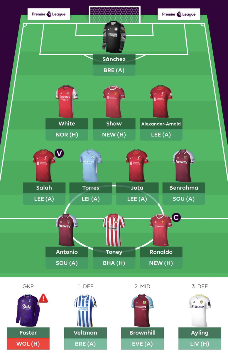 EddFPL's tweet photo. GW4 🔒 

2 FT

Fernandes ➡️ Jota
H Barnes ➡️ Torres
Wilson ➡️ Ronaldo (-4) 

OR: 786k

Playing a bit more aggressive in an attempt to push my rank early on. Good luck all! https://t.co/vazsxGbmmM