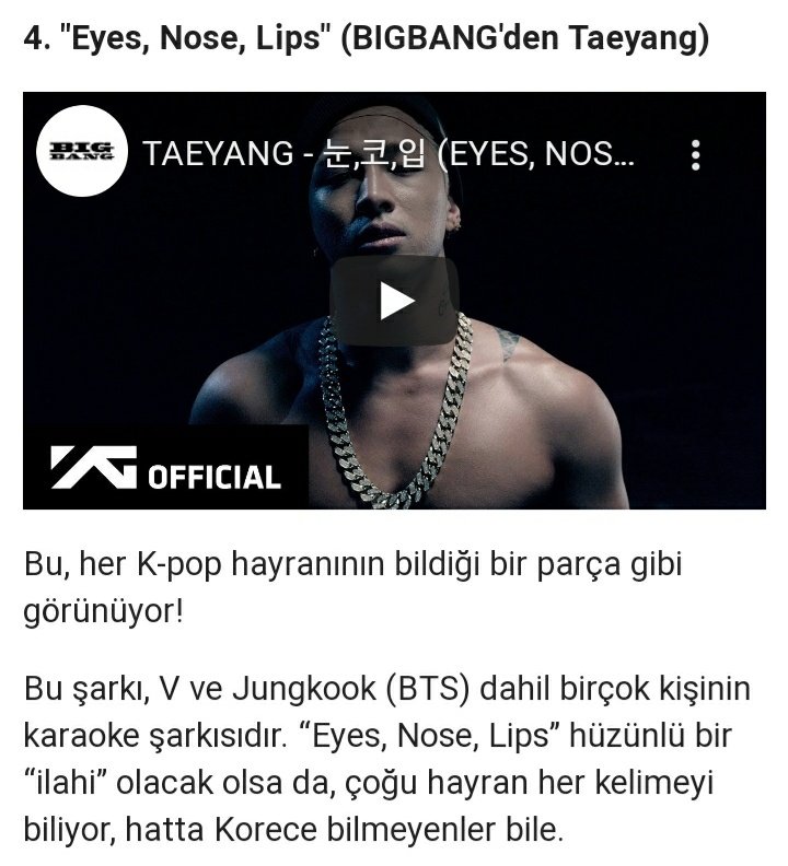 [210911]
"9 Kutsal Kore Şarkısı" sıralamasında #TAEYANG'ın Eyes Nose Lips şarkısı 4.sırada yer alıyor.