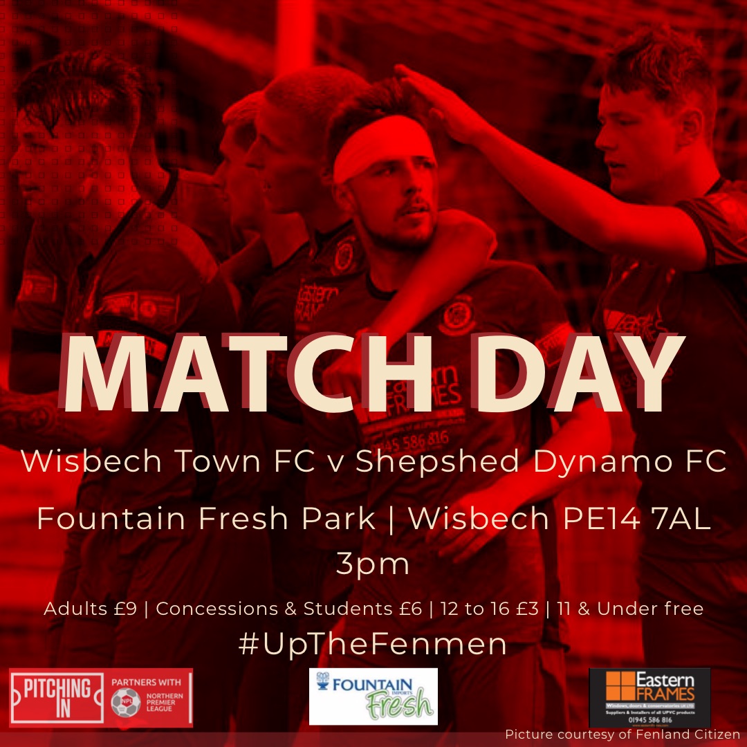 MATCH DAY!
The Fenmen look to get back to winning ways after a couple of 0-1 setbacks.
Come down to Fountain Fresh Park and be part of the 12th man cheering on Brett &amp; the team.
A win &amp; 3 points will see us leapfrog today’s opponents. #UpTheFenmen