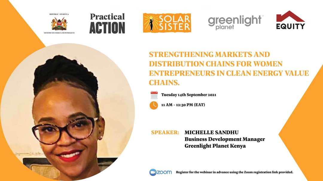 PA_EastAfrica's tweet photo. What are the innovative #marketingmodels women entrepreneurs in #energy can use to grow their #cleanenergy enterprises? Join Michelle Sandhu from @SunKingGlobal as she discusses how best to target and reach clientele for successful clean energy enterprises. https://t.co/oUG2zMqwcz