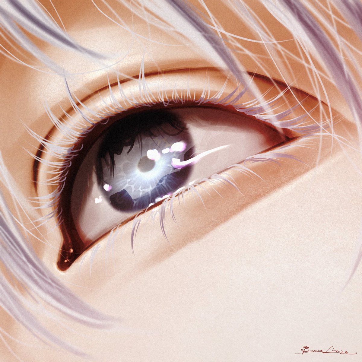 eye focus close-up signature eyelashes solo white hair bangs  illustration images