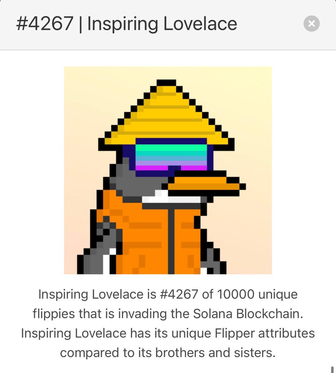 Somlee555's tweet photo. @FlippiesNFT 
#4267 Inspiring Lovelace is my favorite one at the moment!
#Solana  #SolanaSummer  #SolanaNFT https://t.co/0D0b411VoG