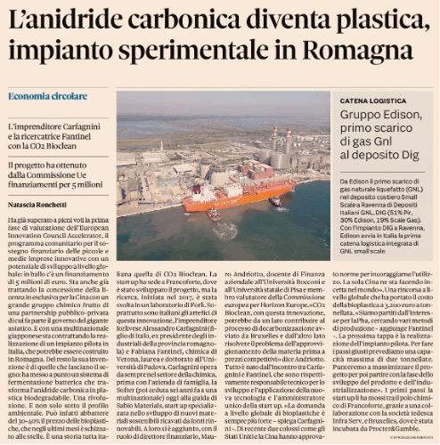 de_antonellis's tweet photo. Virtuoso esempio di #circulareconomy quello di CO2 Bioclean: trasformare la #CO2  in #plastica biodegradabile, in questo modo   contribuendo alla #decarbonisation e alla realizzazione di materie prime, come la bioplastica, a prezzi competitivi.
@sole24ore @CO2Bioclean @3pleimpact https://t.co/UUkAD06NX0