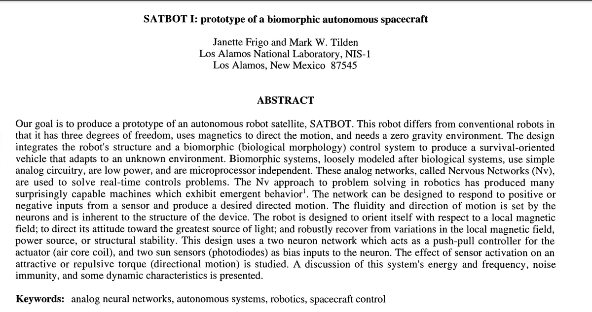 MatrixChan's tweet image. 書中提到的空間機器人，應該就是 Mark W. Tilden 設計的 SATBOT，在網絡上能找到相關的論文。

圖片：sciencephoto.com/media/344398/v…

#SATBOT #MarkTilden