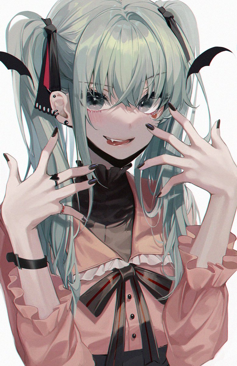 hatsune miku 1girl solo jirai kei twintails ring mask jewelry  illustration images