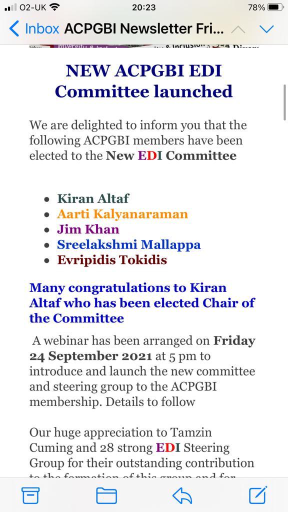 Congratulations to the entire EDI steering group for this new initiative. Together, we can achieve great things for us all #EDIforACPGBI <a href="/Mersey_ACPGBI/">MerseyChapter_ACPGBI</a> <a href="/ACPGBI/">@ACPGBI</a>