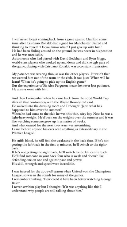 GNev2's tweet image. Ahead of Cristiano’s return to Old Trafford today, here’s an extract from an article I wrote on him in 2012. 

It perfectly sums up my thoughts and experience with him, so I wanted to share this with you again.