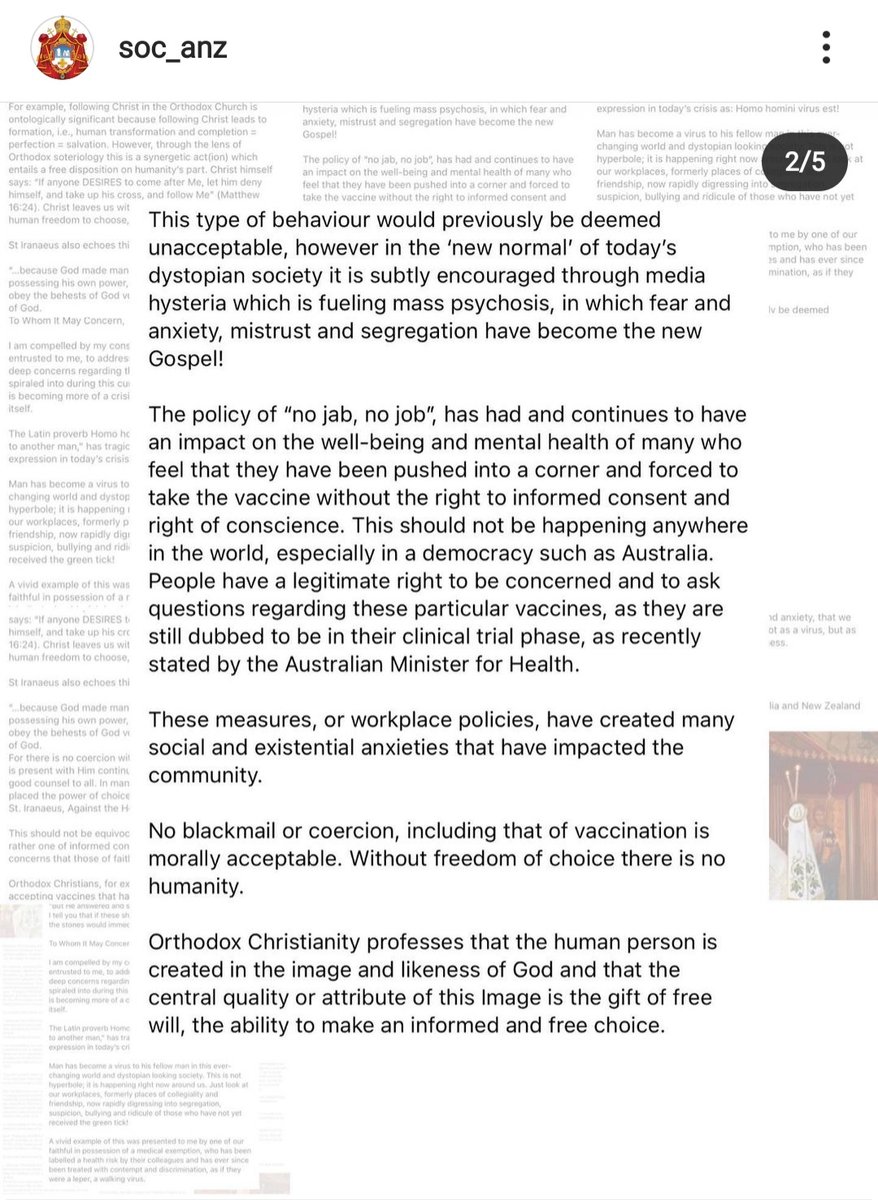 maxpaynovic's tweet photo. The Serbian Orthodox Church in Australia REJECTS medical apartheid and will NOT comply with any vaccine passport system. A true Christian leader speaking out against this tyranny. #FreeAustralia https://t.co/ZBDEQ9WhLR