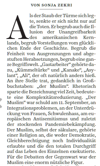 JoCroitoru's tweet photo. "Für die Debatten der Gegenwart war der Muslim eine enorm nützliche Figur"
Sonja Zekri über die Verschiebung des #Islambild nach 9/11 - und auch schon davor
@SZ @SZ_Kultur https://t.co/SkRIs72T8F